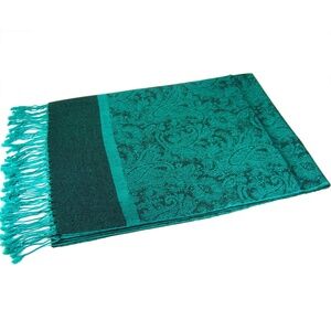 Dark Sea Green Paisley Pashmina/ Scarf